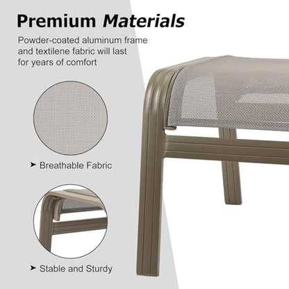 Outdoor Ottoman Patio Footstools Assembled Aluminum Footrest Side Table Small Chair Patio Ottoman for Garden,Balcony,Poolside 2 Set Champagne - color: 2 Pieses-champagne