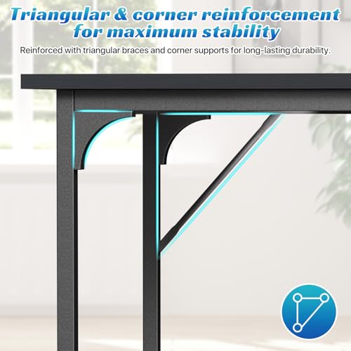 47 inch Computer Desk Gaming Desk Multi-Function Writing Table Student Art Modren Simple Style PC Wood and Metal Desk Workstation, Black - color: Black, size: 47 inch