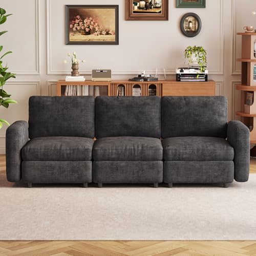 Miuuod 3-Seat Modular Sofa Couch Grey with Ergonomic Cushions, Convertible Sleeper Sectional for Living Room Bedroom Apartment, Cloud Futon Lounge Furniture Set for Small Spaces - color: Grey, style: 3 Seats（3 Seats only）