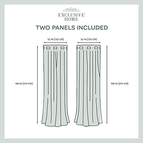 EXCLUSIVE HOME Medallion Room Darkening Blackout Grommet Top Curtain Panel Pair, 52"x108", Teal - color: Teal, size: 52"W x 108"L (Pack of 2)