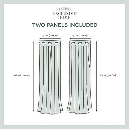 EXCLUSIVE HOME Medallion Room Darkening Blackout Grommet Top Curtain Panel Pair, 52"x108", Teal - color: Teal, size: 52"W x 108"L (Pack of 2)