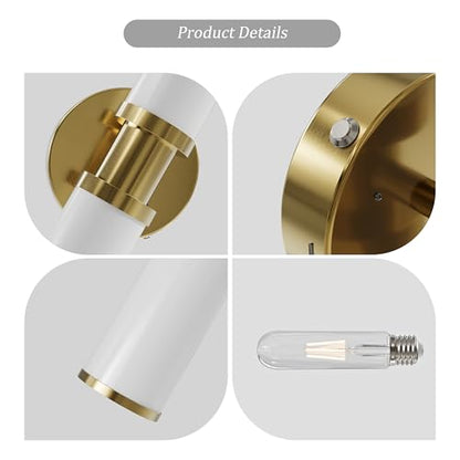 Rayogale Gold Wireless Battery Operated Wall Sconces with Remote Control | White Glass Rechargeable Wall Lights Set of 2 with Timer Function Dimmable for Living Room Bedroom Emergency 3000K, 20.5 Inch - color: Gold(White Lampshades)