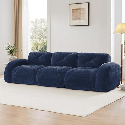 111" Velvet Modular Sofa Cama para Cuarto, Small Couches for Living Room with High Density Sponge, Cloud Loveseat with Tufted Design for Home Theater Study Space, Blue - color: Blue
