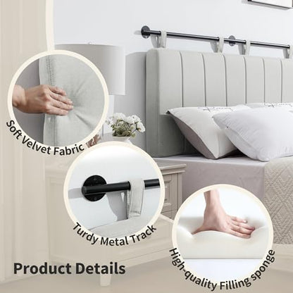 King Headboard Only, Wall Mounted Hanging Upholstered Bed Head Board | Modern Vertical Channel Design of Fine Linen, Elegant Light Yellow Fluted Headboard for Bedroom (Light Yellow, King Size ) - color: Linen/Light Yellow, size: King