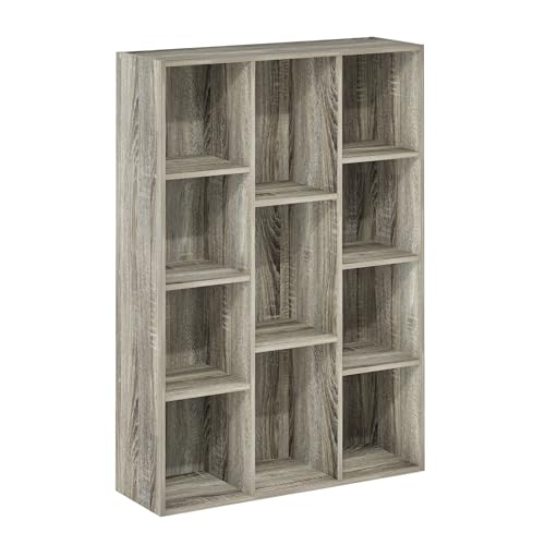 Furinno LUDER Book Shelf, 11-Cube Bookshelf, Reversible Bookcase, 9.4 x 29.1 x 41.7, Easy Assembly, for Living Room, Bedroom, Home Office, French Oak | Furinno - color: French Oak, size: 11-Cube