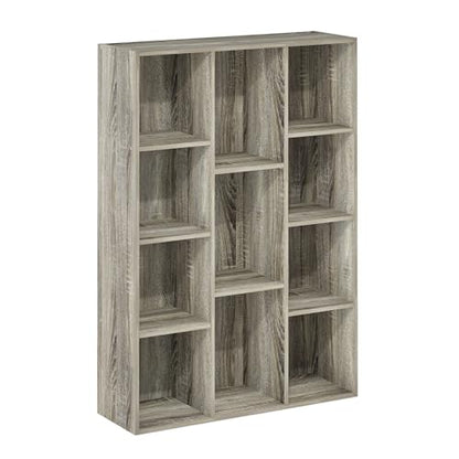 Furinno LUDER Book Shelf, 11-Cube Bookshelf, Reversible Bookcase, 9.4 x 29.1 x 41.7, Easy Assembly, for Living Room, Bedroom, Home Office, French Oak | Furinno - color: French Oak, size: 11-Cube