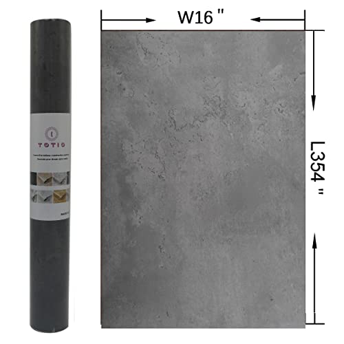 TOTIO Gray Concrete Wallpaper 16x354 inch Matte Thick Dark Grey Cement Contact Paper Peel Stick Countertop Cover Removable Waterproof Adhesive Furniture Stickers Industrial Style Vinyl Wall Paper - color: Charcoal/Gray, size: 16" x 354"