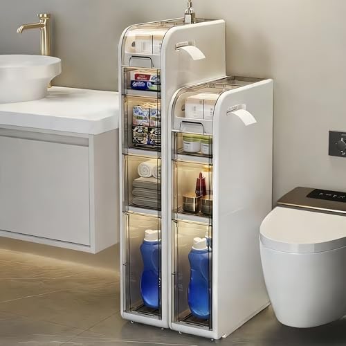 Small Bathroom Storage Cabinet,7.1in Wide Narrow Gap Cabinet (3-Tiers) | Freestanding,No Installation,Waterproof,Drawer Storage Organizer,For Gap,Laundry Room,Bathroom,Kitchen,Toilet Paper Storage - size: 3-Tiers