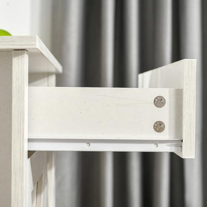 HOMCOM Farmhouse Sideboard Buffet Cabinet Barn Door White Wash | Coffee Bar Cabinet, Drawer, Adjustable Shelf, Kitchen, Living Room, Entryway - color: White Wash