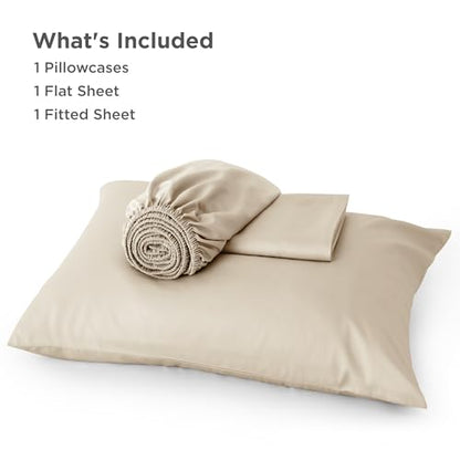 Bedsure PureWoven 100% Rayon Derived from Bamboo, Twin Bed Sheets, 3 Pieces | Cooling Sheets for Hot Sleepers, Breathable & Silky Soft, 16" Deep Pocket, Hotel Luxury Bedding, Beige - color: 03 - Beige, size: Twin