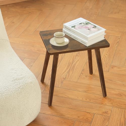 AWASEN Side Table, Small Wood End Table Living Room, Mini Bed Side Table Modern Accent Nightstand with Solid Wood for Bedroom Office Small Spaces, Rustic Brown - color: Dark Rustic Brown