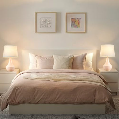 18" Table Lamp Set of 2, Ceramic Lamp Classic Beside Lamps Nightstand Lamp Modern Bedside Lamp for Living Room, Bedroom & Office Rocker Switch Pink-LED Bulbs Included - color: 18.63" Pink