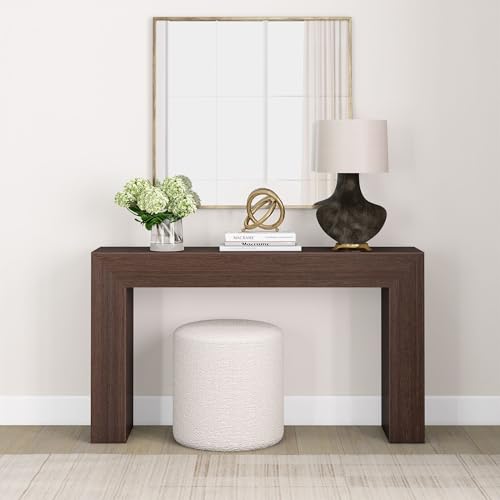Plank+Beam Grand Console Table, 56 Inch, Walnut Wirebrush | Balanced, Statement Design, Low-VOC Finish, Easy Assembly, Solid Wood - color: Walnut Wirebrush, size: 56 Inch without Shelf