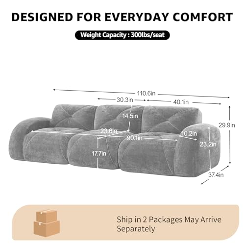 Red 3-Seater Sectional Couches for Living Room, Velvet Fabric Boneless Couch in a Box, No Assembly Cloud Modular Sectional Sofa, Foam Couch Compressed Sofa Set for Apartment, Sofas para Sala - color: Red, size: 3 Seater