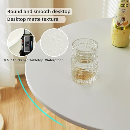 Tulip Table, 31.5" Round Dining Table with Thickened Tabletop & Metal Pedestal, Circle Bistro Table for Kitchen, Small Places, Living Room, Cafe (White) - color: White