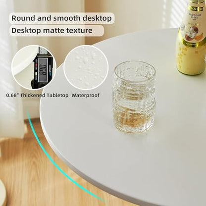 Tulip Table, 31.5" Round Dining Table with Thickened Tabletop & Metal Pedestal, Circle Bistro Table for Kitchen, Small Places, Living Room, Cafe (White) - color: White