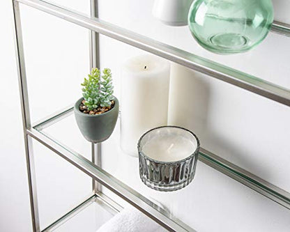 Kate and Laurel Ciel Glam 3-Tier Scalloped Wall Shelf, 20 x 30, Silver, Modern Shelving with Glass Tiers - color: Silver
