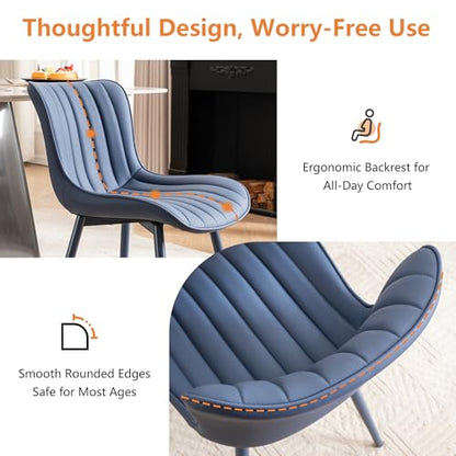 YOUNUOKE Dining Chairs Set of 2 Mid-Century Modern Kitchen Chairs Navy Blue | Faux leather upholstered with Back, fits dining living waiting room guest reception. Waterproof easy to clean assemble, 300lb - color: All Navy Blue