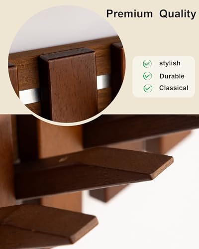 Wooden Coat Rack Wall Mount with Shelf, Heavy Duty Entryway Organizer with 8 Hooks,Coat Hooks Hanger for Coats, Hats, Bags & Towels, Walnut Wall Hanger for Hallway, Bedroom, Kitchen (8 Hooks) - size: 8 Hooks