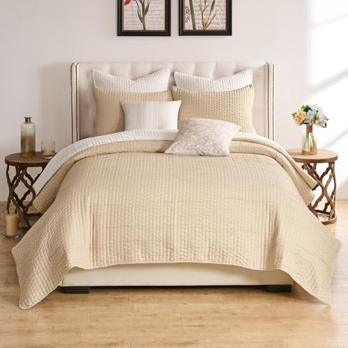 Greenland Home Fashions Homestead Modern Artisan Reversible Matelassé Coverlet Set, 2-Piece Twin/XL, Natural - color: Natural, size: 2-Piece Twin/XL