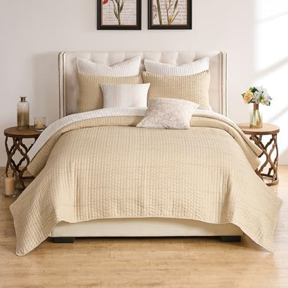 Greenland Home Fashions Homestead Modern Artisan Reversible Matelassé Coverlet Set, 2-Piece Twin/XL, Natural - color: Natural, size: 2-Piece Twin/XL