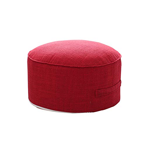 Round Pouf Foot Stools Comfortable Ottoman Floor Seat Cushion Movable Foot Rest Washable Case for Living Room, (Red) - color: Red