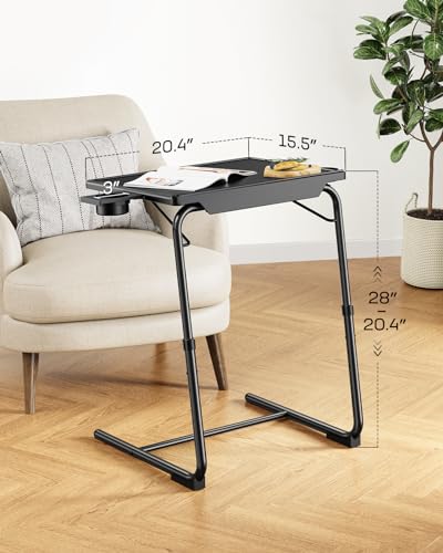 TV Tray - TV Table for Eating, Folding Table Trays with 6 Height & 3 Tilt Angle, TV Tray Table with Cup Holder, Dinner Tray for Eating or Working on Couch, Bed, Living Room, Home & Office - size: 1pcs