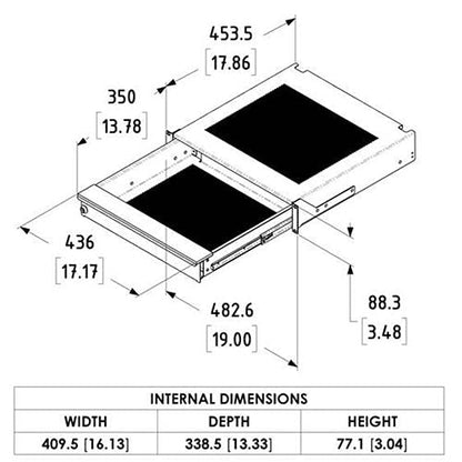 Penn Elcom 2U Laptop Security Drawer for Audio/IT/AV/DJ Racks EX-6302B - size: Lockable 2U