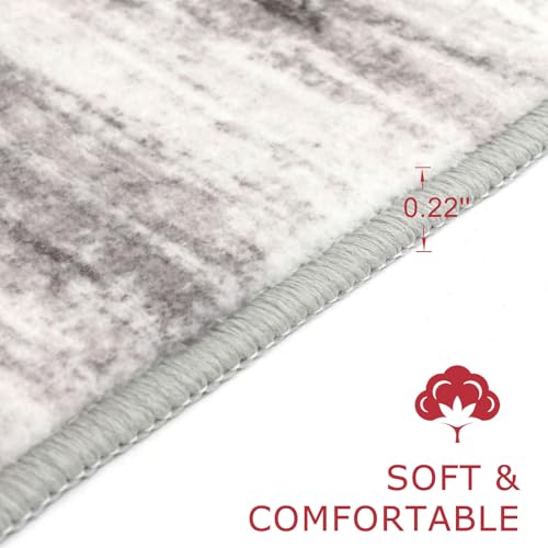 KOZYFLY Modern Abstract Small Area Rugs 2x3, Washable Kitchen Rug Non-Slip Soft Small Bathroom Rug, Grey/Light Beige/Brown Striped Entryway Rugs Abstract Print Faux Wool Doormat - color: Grey/Light Beige/Brown, size: 2' x 3' (Rectangular)