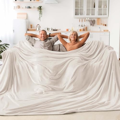 BEDELITE Fleece Blanket Soft Plush Oversized Bed Blanket Beige 120"x120" | Ultra Soft Plush Fleece, Lightweight Warmth, All Season Comfort, Fade Resistant, Machine Washable, Perfect for Sharing - color: Beige, size: Oversized King(120"x120")