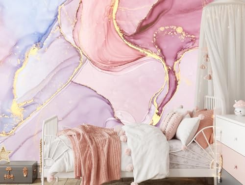 Pink Marble Wallpaper Mural Peel and Stick 157"x108" | Girls Room Bedroom - color: ZZ-019, size: 157" x 108"