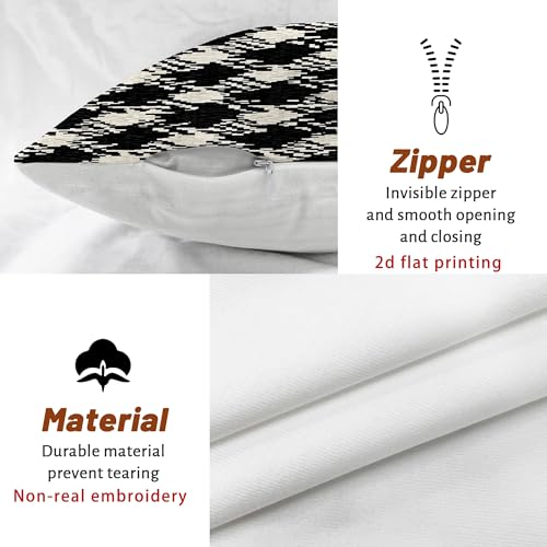 Houndstooth Throw Pillow Covers Set of 2, Modern Contemporary Geometric Abstract None Black Soft Velvet Washable Decorative Pillow Cases for Home Bedroom Living Room Sofa Couch Decor 24x24 Inch - size: 24" x 24" (Pack of 2)