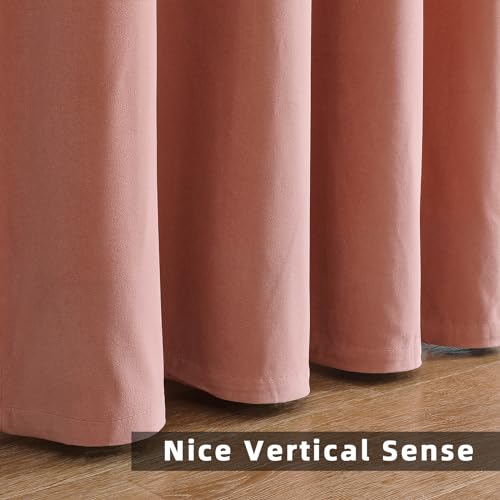 Joydeco Pink Velvet Curtains 63 inch Length 2 Panels, Luxury Blackout Rod Pocket Thermal Insulated Window Curtains, Super Soft Room Darkening Drapes for Living Dining Room Bedroom,W52 x L63 inches - color: Rod Pocket | Pink, size: 52"W x 63"L (Pack of 2)