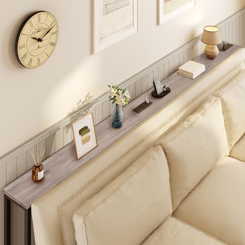 HOOBRO 47.2" Narrow Console Table with Power Outlets, 5.9" Behind Couch Table with Charging Station, Narrow Sofa Table, Long Entryway Table for Living Room, Hallway, Foyer, Greige BG15XG01G1 - color: Greige + Black, size: 47.2"L x 5.9"W x 31.5"H