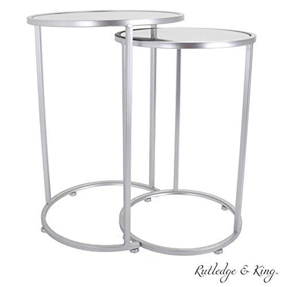 Nested Metal Side Tables - Set of 2 for Living Room & Bedroom (Silver) - color: Odessa - Silver
