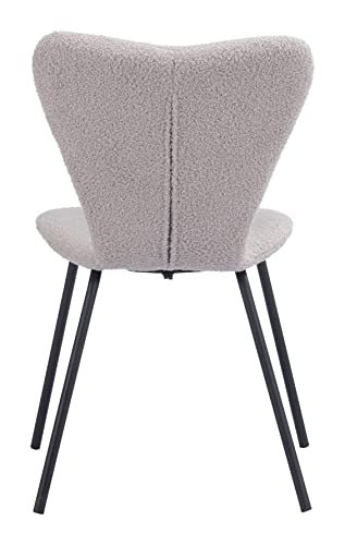 Zuo Thibideaux Dining Chair (Set of 2) Light Gray, Gray Dining Chair, Stackable for Space Saving Storage, Plywood, Indoor Dining, 20.1" W x 20.1" D x 32.7" H