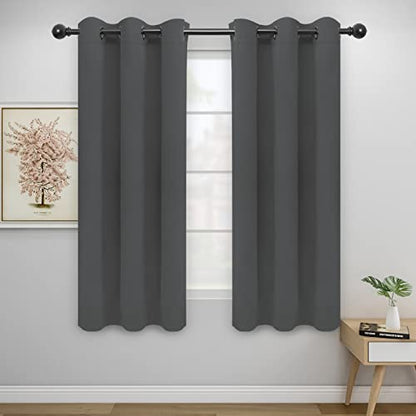 Easy-Going Thermal Grommet Blackout Curtains, 2 Panels 46x63 in, Grey | Washable Grommet Top Window Drapes for Bedroom and Living Room, Noise Reduction, Room Darkening - color: Grey, size: 46"W x 63"L (Pack of 2)
