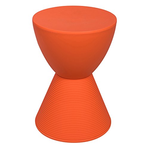 LeisureMod Modern Orange Hourglass Drum Side Table with Storage – Indoor/Outdoor End Table - color: Orange