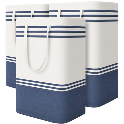 TranquilRelax 3-Pack Laundry Basket, Laundry Hamper, Blue-88L | Freestanding＆Water-Resistant Laundry Hamper, Collapsible Tall Clothes Hamper with Carry Handles for Clothes, Laundry Basket - color: Blue, size: 88L