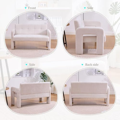 46.8" Modern Compact Loveseat, Chenille Upholstered Sofa with Dual Armrests - Small Two-Seater Lounge Couch for Small Spaces, Living Rooms, Bedrooms (Beige) - color: Beige