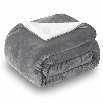 Sherpa Fleece Throw Blanket, Grey, 60x80 inches | Double-Sided Super Soft Luxurious Plush Blanket Twin Size - color: Gray, size: 60"×80"