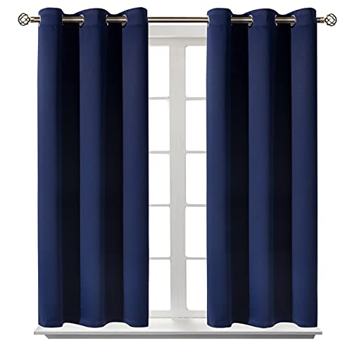 BGment Blackout Curtains for Bedroom - Grommet Thermal Insulated Room Darkening Curtains for Living Room, Set of 2 Panels (38 x 54 Inch, Navy Blue) | Grommet top, Blackout, Room Darkening, Sunblock, Thermal Insulated, Window Drapes for Kitchen, 38x54 Inch