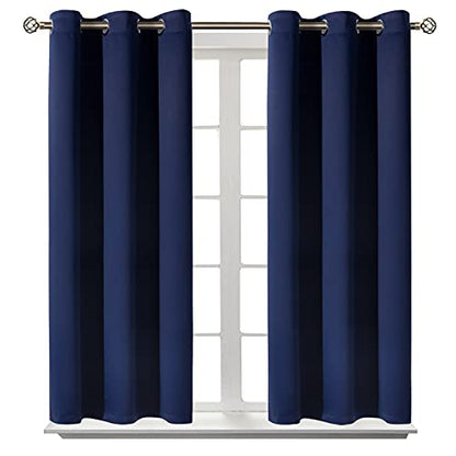 BGment Blackout Curtains for Bedroom - Grommet Thermal Insulated Room Darkening Curtains for Living Room, Set of 2 Panels (38 x 54 Inch, Navy Blue) | Grommet top, Blackout, Room Darkening, Sunblock, Thermal Insulated, Window Drapes for Kitchen, 38x54 Inch
