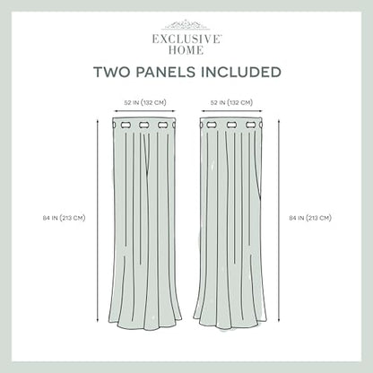 EXCLUSIVE HOME Medallion Room Darkening Blackout Grommet Top Curtain Panel Pair, 52"x96", Black Pearl - color: Black Pearl, size: 52"W x 96"L (Pack of 2)