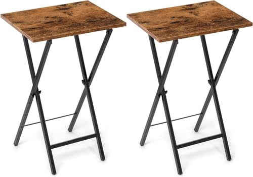Acovy TV Tray Table Set of 2, TV Dinner Tray, Folding Table, Foldable TV-Trays, Side Table for Bed, Couch, Portable and Small Easy to Move - color: Brown