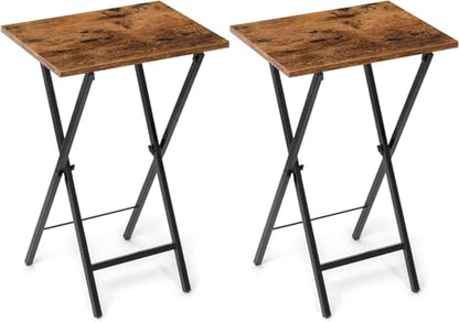 Acovy TV Tray Table Set of 2, TV Dinner Tray, Folding Table, Foldable TV-Trays, Side Table for Bed, Couch, Portable and Small Easy to Move - color: Brown