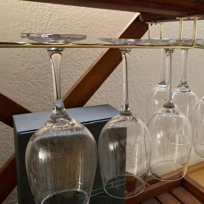 14-Inch Gold Wine Glass Rack, Under Cabinet Wine Glass Holder Stainless Steel Stemware Rack - Hanging Stemware Holder for Cabinet Kitchen Bar, Set of 4 - color: Gold, size: 14 Inch 4 Pack