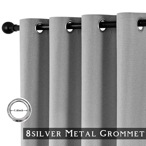ChrisDowa Grey Blackout Curtains 45 Inches Long 2 Panels for Bedroom | Room Darkening,Light Blocking,Thermal Insulated,Faux Linen,Farmhouse,Grommet,Window Treatment,Drapes,Living Room,52x45 - color: Grey, size: 52"W x 45"L (Pack of 2)