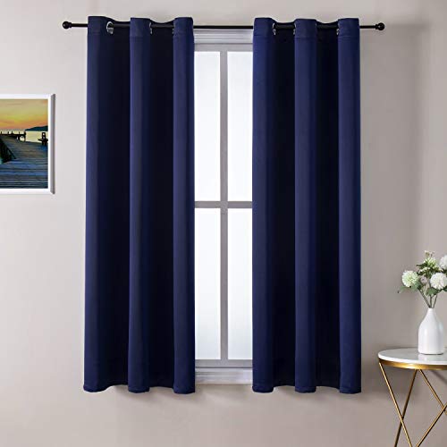 ChrisDowa Blackout Curtains for Bedroom and Living Room 40 Inches Long | 2 Panels Set, Thermal Insulated, Light Blocking, Room Darkening, Grommet, Window Treatment Drapes, Navy Blue, 29 x 40 Inch - color: Navy Blue, size: 29"W x 40"L (Pack of 2)