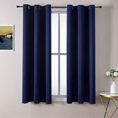 ChrisDowa Blackout Curtains for Bedroom and Living Room 40 Inches Long | 2 Panels Set, Thermal Insulated, Light Blocking, Room Darkening, Grommet, Window Treatment Drapes, Navy Blue, 29 x 40 Inch - color: Navy Blue, size: 29"W x 40"L (Pack of 2)